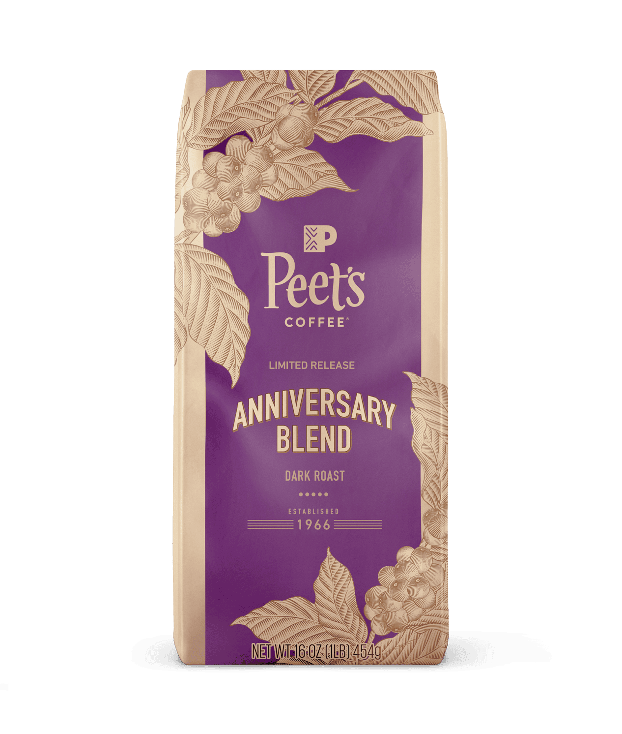 Peet's Coffee custom purple bag for 2025 Anniversary Blend