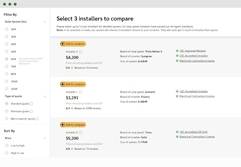 solar choice installer comparison