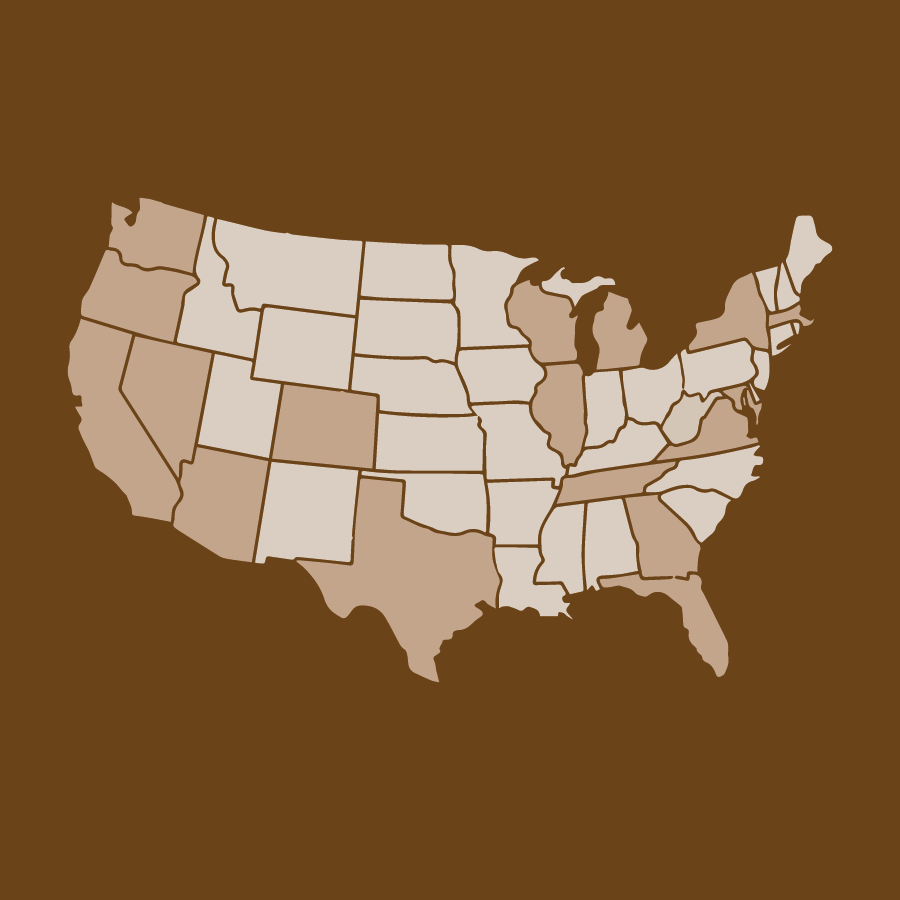 Image of United States on brown background